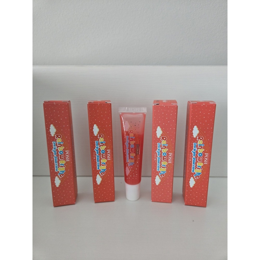 Lot of 4 Perfectly Posh Rainbow Bright Lip Gloss Shea & Watermelon Vegan (Coral)